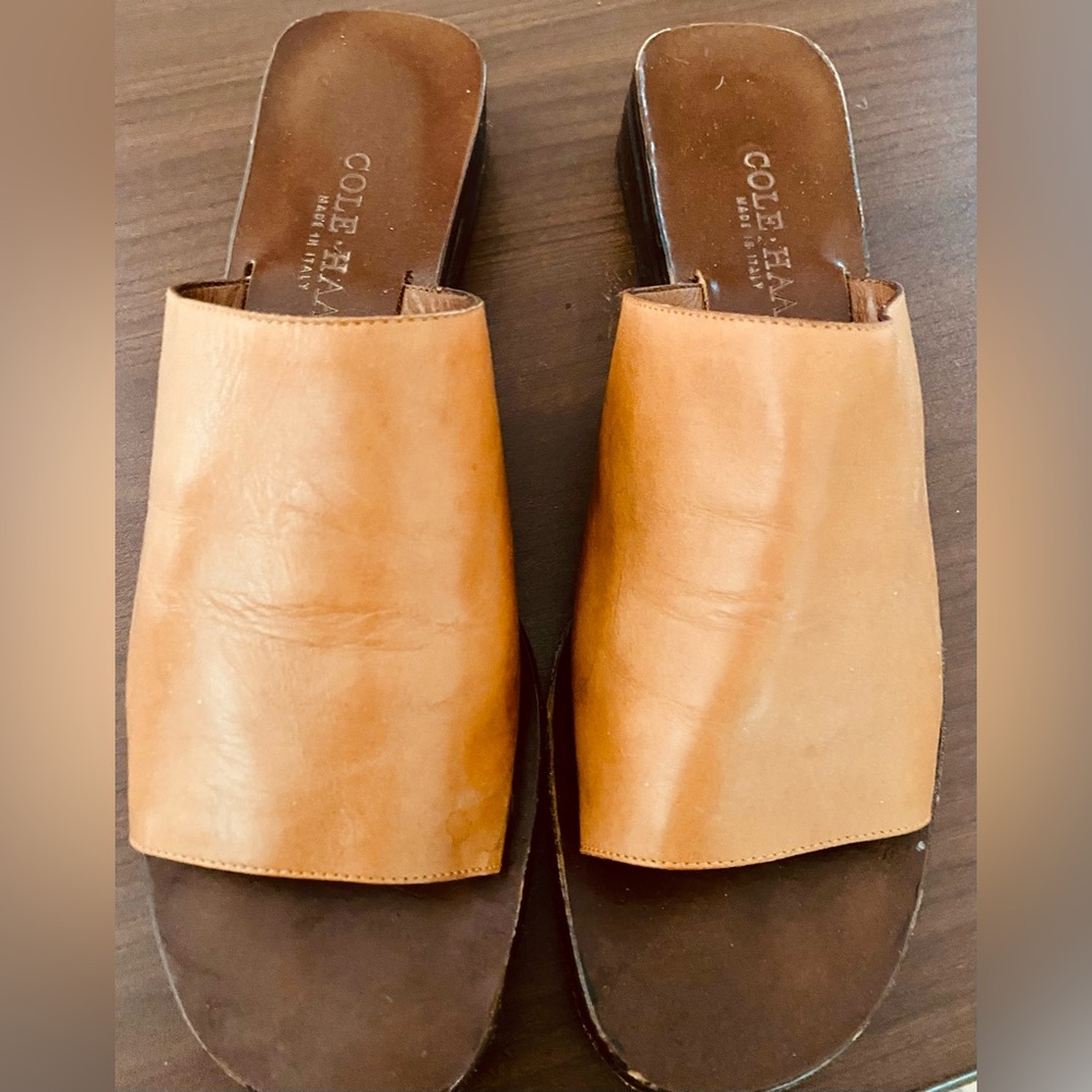 Cole Haan Brown Leather Slide Sandals
